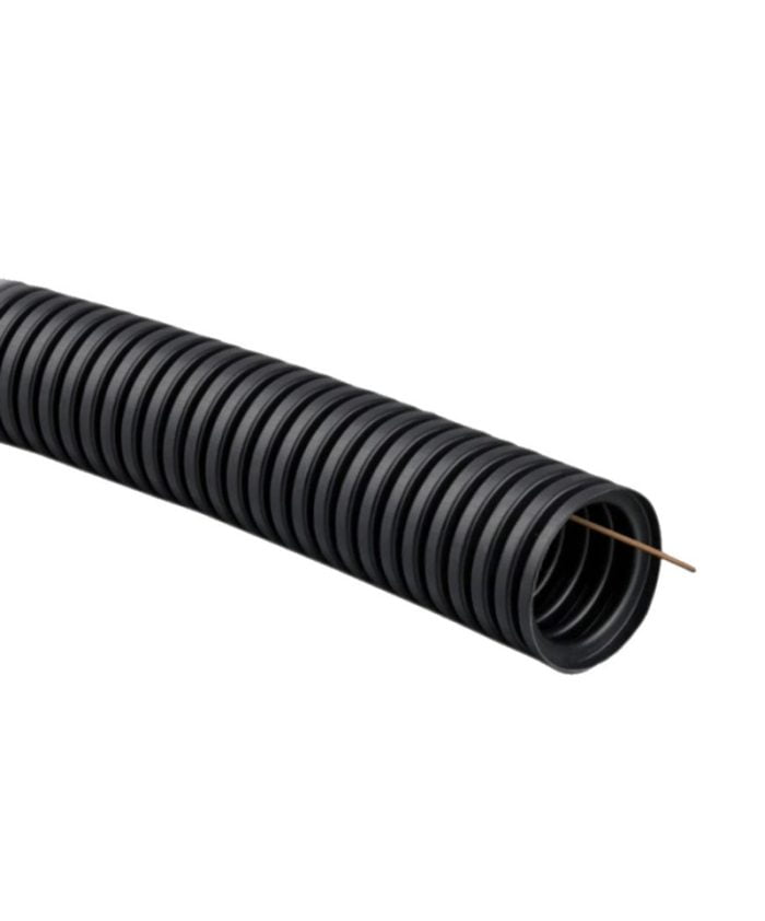 Corrugated pipe. EXM D32, 50m with wire, black